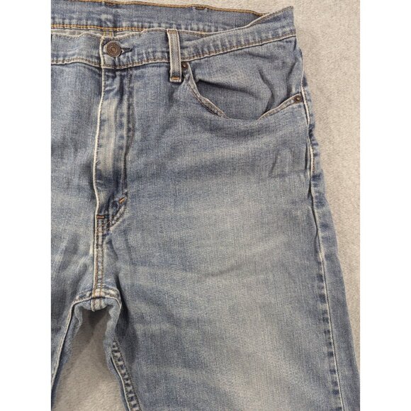 Levis 505 Jeans Mens Size 38x32 Blue Comfort Classic Straight Whiskers Stretch - Picture 3 of 14